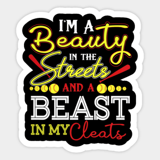 Streets Beast Softball Player Sticker